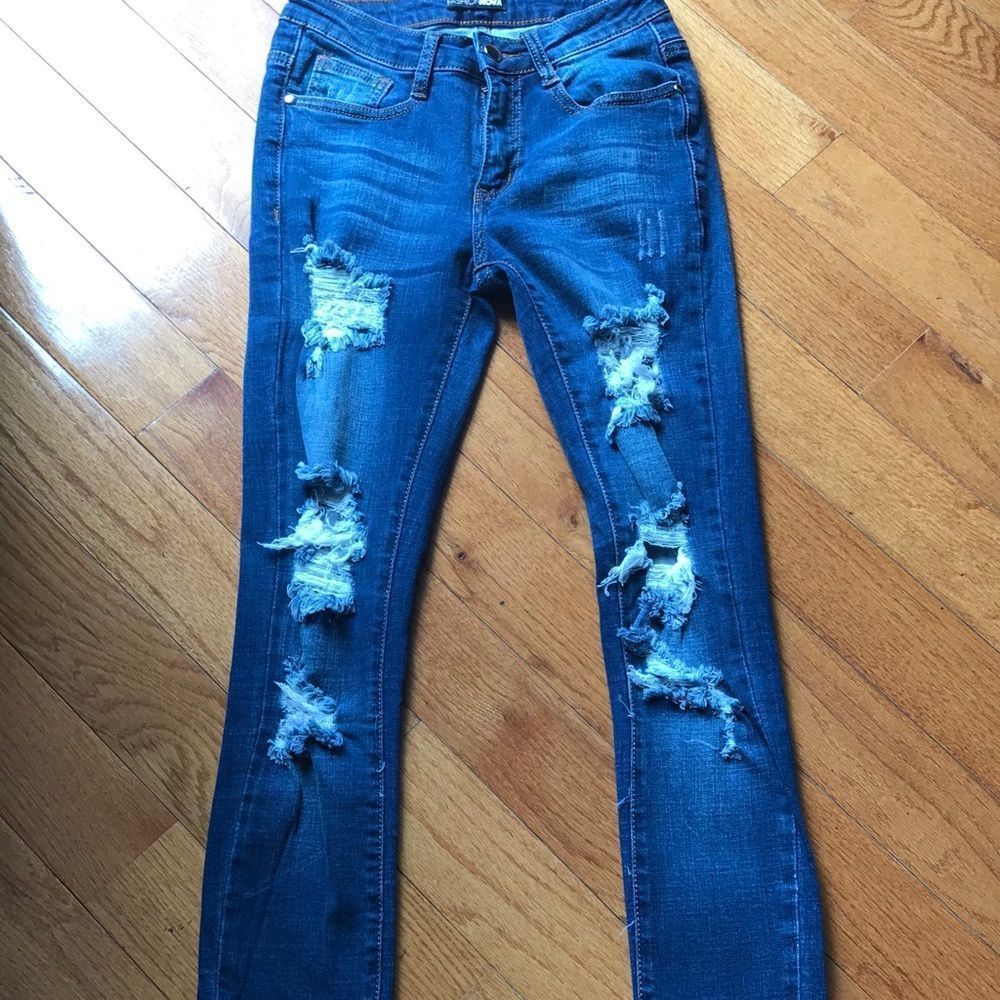 Fashion Nova Distressed Regular Fit Jeans - Size 0